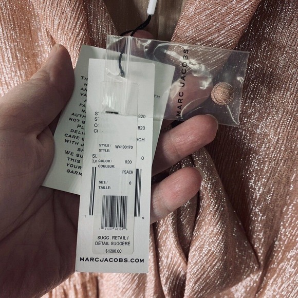 Runway Marc Jacobs Tie Front Silk Metallic Dress Womens Size 0 NWT $1200 - Picture 10 of 16